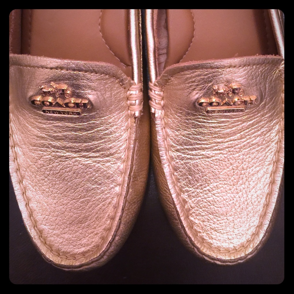 Gold, Coach Loafers. Sz: Women’s 6 1/2